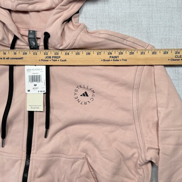 Adidas Stella McCartney Hoodie Full Zip Pink Zebra Print Hood Pockets Size M NWT - Picture 7 of 13
